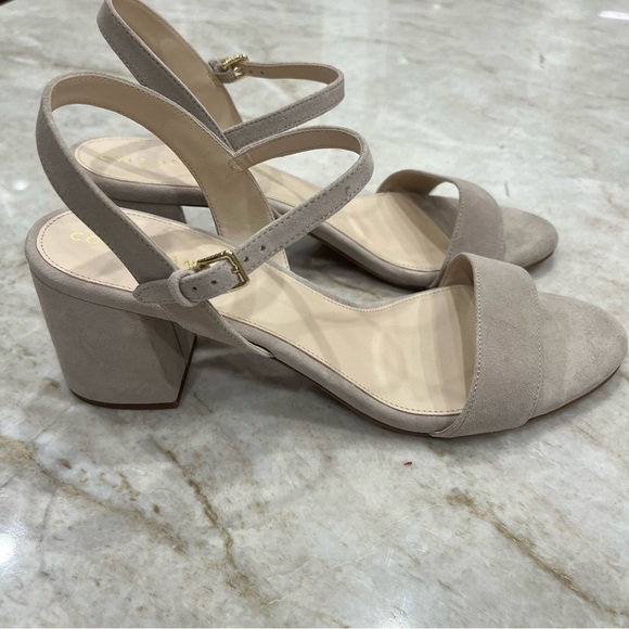 Cole Haan Josie Block Heel‎ Sandals | Mortar Suede | Size 11 - Picture 6 of 10
